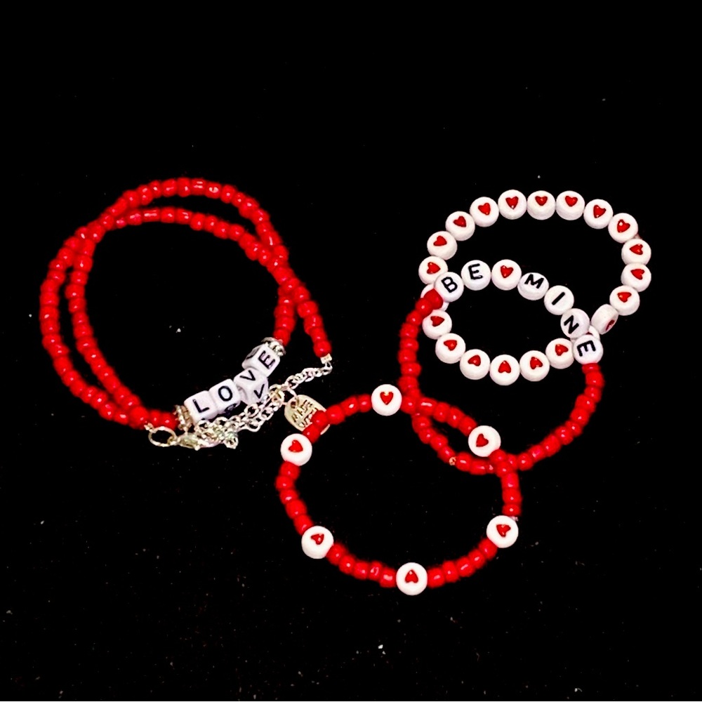 Handmade love theme bracelet and necklace bundle for kids!